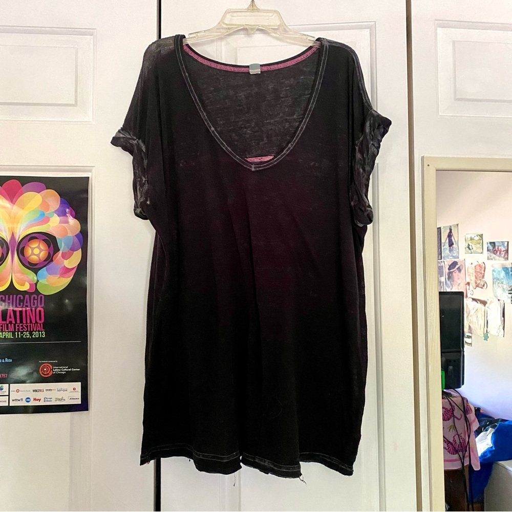 Free People Oversize Beach Tee in Charcoal